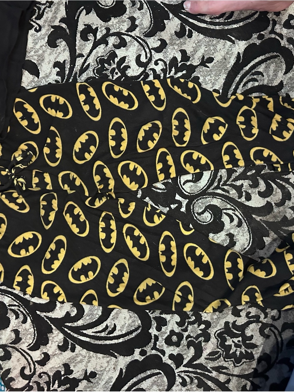 Batman All-Over Print Logo Pajama Pants Joggers Black Yellow